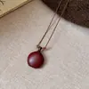 Collar con Colgante de Tetera de Madera y Cuerda de Cera Estilo Bohemio Cadena para Clavícula Diseño de Nicho Cadena Retro para Suéter para Mujer