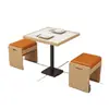 Conjunto de Mesa e Cadeiras de Jantar de Madeira Maciça com Tampo de Ardósia para Restaurantes de Fast Food, Lanchonetes, Churrascarias, Lojas de Chá com Leite, Restaurantes de Café da Manhã e Estabelecimentos de Refeição