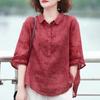 Camiseta Fresca de Manga Media para Verano para Mamá, Suéter de Cuello Solapa de Alta Gama, Camisa de Moda para Mamá de Primavera y Verano, Aspecto Delgado Adelgazante