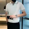 Polo de verano para hombre, estilo británico, informal, de negocios, tejido de punto, ajustado, transpirable, de manga corta.