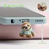 Plug de Pó para Celular Cruzado 2D Plano de Acrílico Ornamento Tipo Pingente de Gato Fofo Interface Oval Tipo-C Desenho Animado