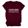 Rescato Libros Amazon Ebay Sitio Independiente Casual Simple Cómoda Camiseta de Manga Corta con Cuello Redondo para Mujer