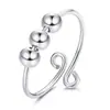 Anillo de Plata de Ley S925 con Cuentas Giratorias de Nuevo Modelo Transfronterizo para Mujer, Joyería de Anillo Abierto Ajustable para Alivio del Estrés