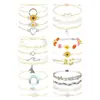 Nuevo Conjunto de Pulseras Trenzadas Arcoíris de Hilo con Cuentas de Estilo Étnico, Sencillo y Moderno, Superventas Transfronterizo Multicapa
