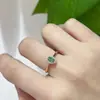 Anillo de Esmeralda Natural al por Mayor de Fábrica Plata S925 Incrustado Piedra Principal 5*3 Venta Caliente Europeo y Americano Dropshipping