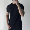 Camiseta Blanca de Manga Corta para Hombre, Cuello Redondo, Color Puro, Casual, Versátil, Base, Musculosa Ajustada, Top Deportivo