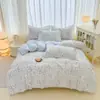 Conjunto de Quatro Peças 100% Algodão Estilo Fresco Todo Algodão Conjunto de Três Peças para Dormitório Estudantil Capa de Edredom Estampada Simples Conjunto Lavável à Máquina
