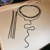 Collar de Cadena para Clavícula con Borla en Forma de Y Multicapa de Pedrería Transfronterizo Europeo y Americano Personalidad Moda Temperamento Joyería de Lujo Ligero Sensación de Alta Gama