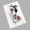 Pegatinas de tatuaje temporales para brazo de flores estilo oscuro en blanco y negro con diseños de mariposa, lobo, tigre, calavera y rosa, impermeables, de larga duración, pegatinas de tatuaje desechables