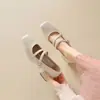 Elegantes Zapatos Mary Jane para Mujer, Nuevo Estilo Verano y Otoño, Impresionante Punta Cuadrada con Tacones Gruesos, Perfectos para Combinar con Vestidos, Boca Baja, Versátiles, Suela Suave, Zapatos Planos para Mujer