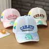 Boné de telinha de dinossauro fofo transfronteiriço, novo boné de beisebol com proteção solar de verão para crianças, boné de bico de pato de desenho animado atacado