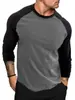 Camiseta de manga larga con cuello redondo, holgada, transpirable y de talla grande, estilo informal, con mangas raglán para hombre, de Amazon, nueva, transfronteriza