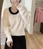 Nuevo suéter de punto de lana 100% pura con cuello en U para otoño e invierno para mujer, engrosado, corte holgado, adelgazante, jersey, camiseta de punto corta básica