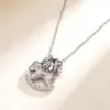 Collar de Plata de Ley S925 Riqueza Instantánea para Mujer, Cadena de Clavícula de Lujo Ligero de Gama Alta, Colgante de Carrusel del Año Zodiacal Venta al por Mayor