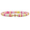 Amazon Novo Bracelete Elástico com Contas de Argila Macia Boêmio Feito à Mão Amor Bracelete de Cerâmica Pintada Mista para Mulheres