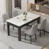Juego de mesa de comedor y sillas de pizarra estilo nórdico, diseño simple, forma rectangular, estructura de hierro con acabado de madera sintética, apto para uso doméstico, ideal para apartamentos pequeños