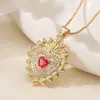 Aogu Moda Transfronteriza de Gran Venta Lujo Accesible Retro Chapado en Oro de 18K Zircón Colgante de Corazón Collar de Nicho de Alta Gama