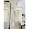 Top de punto suave estilo francés sin hombros para mujer, procesamiento OEM, diseñado para ser adelgazante y favorecedor, con mangas largas