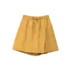 Pantalones Cortos de Falda Amarillos de Estilo Nuevo para el Verano 2026 para Mujer, Cintura Alta Adelgazantes Anti-Exposición Casual de Pierna Ancha