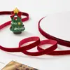 Cinta Navideña de 1 cm Cinta para Envolver Regalos Cinta de Terciopelo Ramo Lazo DIY Cuerda para Decoración de Pasteles