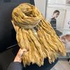 Bufanda japonesa plisada de lino y algodón de color puro para primavera y otoño, chal artístico de verano para mujer, bufanda de estilo coreano, bufanda que combina con todo.