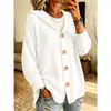 Sudadera con capucha de punto de botones europea y americana Chaqueta Otoño e Invierno Nuevo Estilo Transfronteriza Color Sólido Casual Chaqueta Suéter Mujer