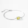 Pulsera de Plata de Ley S925 Elegante Diamante Amarillo Artificial Cuadrado Pequeño Circonita para Mujer Exquisita Accesible Lujo Elegante Moderna Joyería de Mano