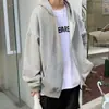 Moletom com Capuz Masculino Outono Novo Estilo Versão Coreana Tendência Ins Solto Casual Jaqueta Cinza Dropshipping Cardigã Com Pelúcia