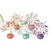 Árbol de la Fortuna de Cristal Natural con Grava de Cristal Multicolor y Base de Cuenco de Vidrio para Entrada del Hogar y Decoración de Sala de Estar