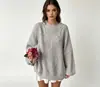 Suéter pullover de punto grueso con cuello redondo, patrón de rombos texturizado, talla grande, corte holgado, color liso, nuevo estilo otoño e invierno 2026, transfronterizo europeo y americano, para mujer