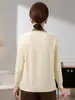 Ropa de otoño para mujeres de mediana edad y mayores, top elegante de manga larga como capa base, atuendo elegante para madre, tejido casual de moda con solapa para mujer