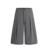 Y6090 Estilo Callejero Americano Unisex Vintage Estilo Old Money Diseño Metálico Plisado Pantalones Cortos Holgados de Siete Cuartos para Hombre