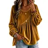 Ropa Femenina Transfronteriza Europea y Americana Amazon Otoño e Invierno Nuevo Color Sólido Terciopelo Cuello Redondo Manga Larga Holgado Irregular Plisado Top