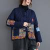 Real tiro vintage patch acolchoado cardigan engrossado casaco de algodão acolchoado feminino solto casual fivela de algodão casaco acolchoado inverno losango casaco acolchoado