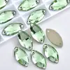 Accesorios de Diamante Irregulares Cosidos a Mano con Borde Biselado de Vidrio Marquise Hebilla Plana Galvanizada Fondo Plano Artículos Creativos para Decoración de Zapatos, Sombreros y Ropa DIY
