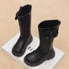 Botas de Cano Alto Doces para Meninas Outono/Inverno, Antiderrapante, Laço, Botas de Princesa Infantis, Com Veludo Extra, Sola Macia, Botas de Couro, Botas de Cano Alto, Quentes
