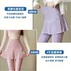 Pantalones de falda de dos piezas de imitación de estilo nuevo, finos de cintura alta con bolsillos, pantalones de yoga para exteriores, leggings deportivos elásticos de talla grande, transfronterizos