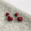 Pendientes de gota de aceite de amor rojo retro estilo Hong Kong, diseño de nicho, ligeros, de lujo, elegantes, sencillos y versátiles, pendientes al por mayor