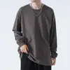 Camiseta de manga larga Jingtao para estudiante, hombre, algodón, holgada, color liso, suéter de primavera y otoño, estilo japonés, talla grande, camiseta interior gruesa