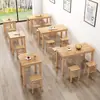 Mesa y sillas de comedor rápidas de madera maciza para uso comercial en restaurantes de fideos, cafeterías, puestos de comida, juego de mesa y sillas de desayuno, mesa de comedor rectangular para espacios pequeños