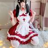 S-5XL Original Japonés Chica Suave Lolita Rojo Vino Patrón de Cruz Atuendo de Sirvienta Vestido para Mujer