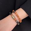 Pulsera de Doble Círculo de Obsidiana Plateada Unisex Nueva Barbie China Sándalo Guoxue Multi-Círculo Pulsera Versátil Joyería de Moda Nacional