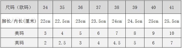 2021尺码表