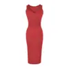Vestido Camiseta Sexy de Tirantes sin Mangas con Hombros Anchos y Cuello en V para Mujer, Verano, Cintura Fruncida, Ajustado, Elegante, Bodycon Hot Girl, Largo