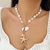 Joyería Transfronteriza Europea y Americana Collar de Cuentas de Playa Collar de Perlas de Imitación Estrella de Mar Concha Retro Collar de Vacaciones