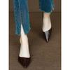 Linha Feminilidade ~ Ponto de Temperamento Bico Fino Salto Médio Baixo Sapatos de Salto Único Salto Agulha Feminino Casual Profissional Salto Alto