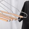 Percha de ropa de haya nórdica, simple, de hierro, de acero inoxidable, sin costuras, de madera gruesa, percha para ropa del hogar, percha para colgar ropa