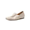 Sapatos loafer de couro de alta qualidade para o dia a dia com aumento interno de altura, sapatos femininos de couro genuíno com corte profundo, bico quadrado e salto baixo, coleção outono 2026, tamanho grande 42