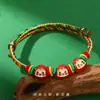 Pulseira Festival do Barco-Dragão Corda Colorida Estilo Nacional Infantil Pulseira de Liga Tecida à Mão para Bebê Joias de Corda Estilo Étnico Venda por Atacado
