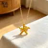 Novo Estilo Chinês Tendência Nacional Textura Martelada Strass Incrustado Pingente de Estrela-do-Mar Simples Fashion Estrela de Cinco Pontas Corrente para Clavícula Presente para Namorada